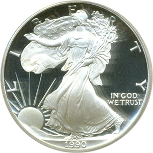image for: 1990-S $1 Silver Eagle PCGS Proof 69 DCameo