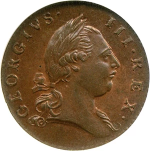 image for: 1773 1/2 P Virginia, With Period NGC MS64 BN