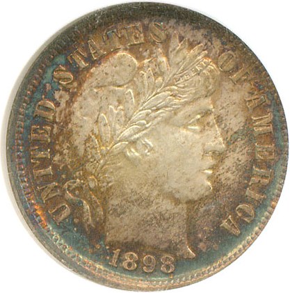 image for: 1898 10c  NGC MS65 