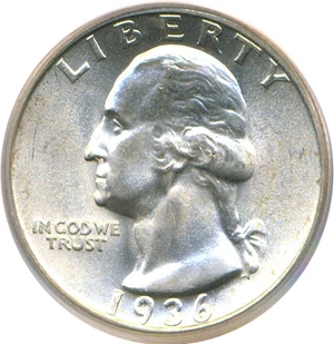 image for: 1936-S 25c PCGS MS66