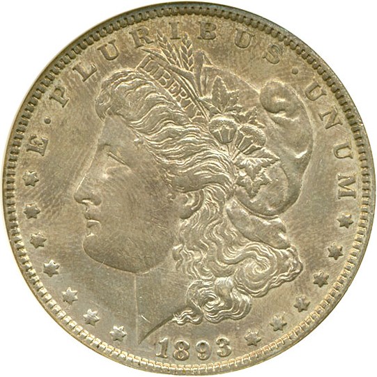 image for: Top 100 VAM: 1893 $1 VAM 4  Doubled Stars ANACS AU50 