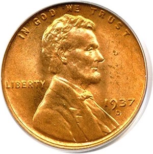 image for: 1937-D 1c PCGS MS66 RD