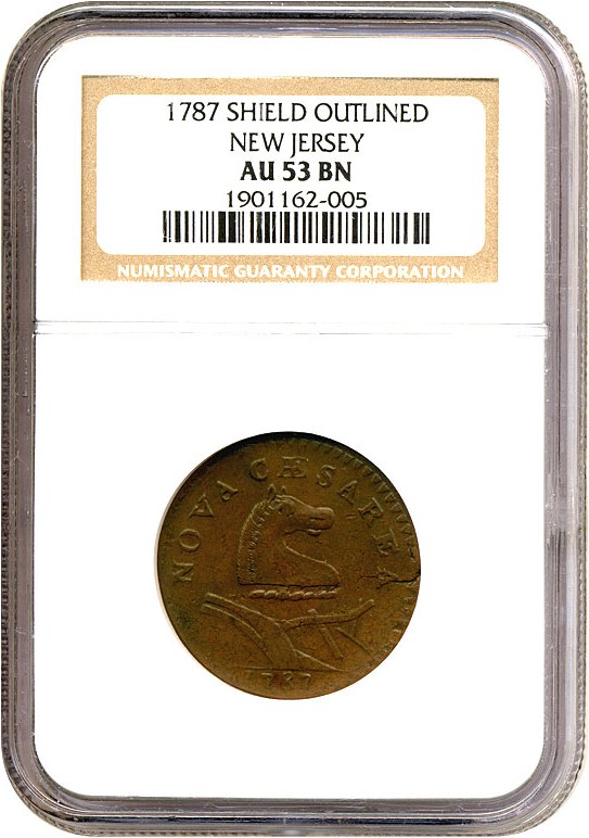image for: 1787 New Jersey Shield Outlined NGC AU53 BN