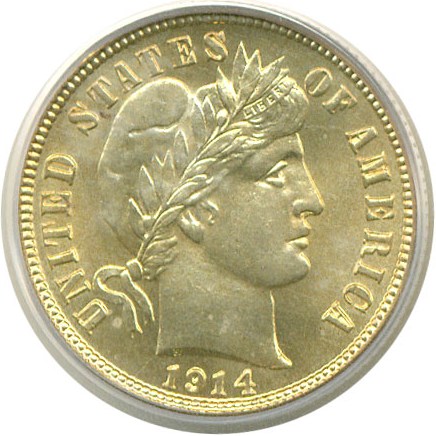 image for: 1914-S 10c  PCGS MS65 