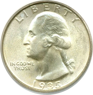image for: 1935 25c PCGS MS67