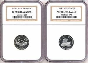 image for: 2004-S 5c Keel Boat and Handshake (2 Coin Set) NGC Proof 70 UCameo
