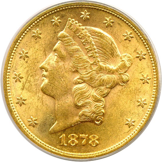 image for: 1878 $20  PCGS MS61 - Double Die Obv & Rev