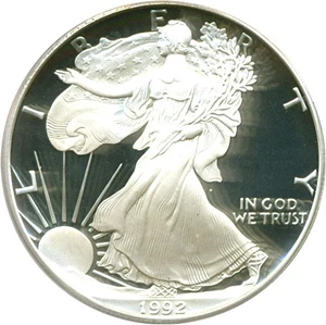 image for: 1992-S $1 Silver Eagle PCGS Proof 69 DCameo