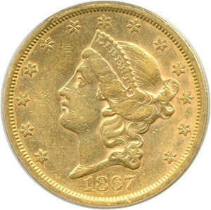 image for: 1867-S $20 PCGS AU50