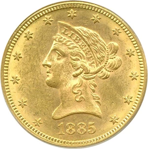 image for: 1885 $10 PCGS MS61