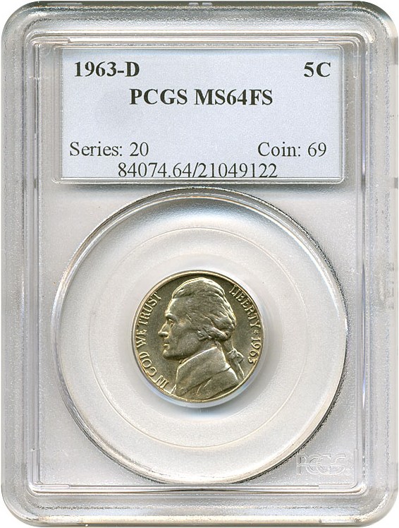 image for: 1963-D 5c  PCGS MS64 FS