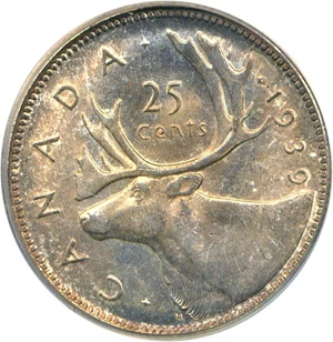 image for: Canada: 1939 25C PCGS MS65
