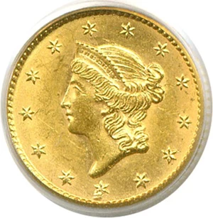 image for: 1852 G$1 PCGS MS62