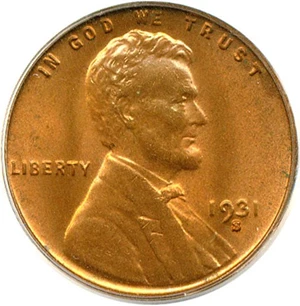image for: 1931-S 1c PCGS MS65 RD