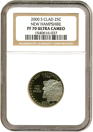 image for: 2000-S 25c New Hampshire NGC Proof 70 UCameo