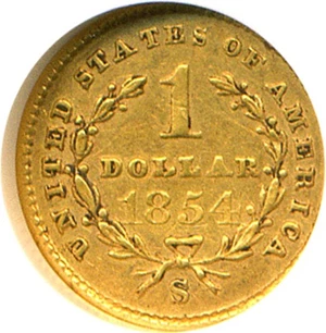 image for: 1854-S G$1 NGC XF45