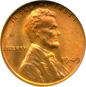 image for: 1949-S/S 1c ANACS MS65 RD