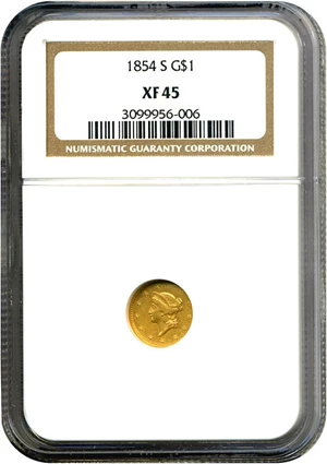 image for: 1854-S G$1 NGC XF45