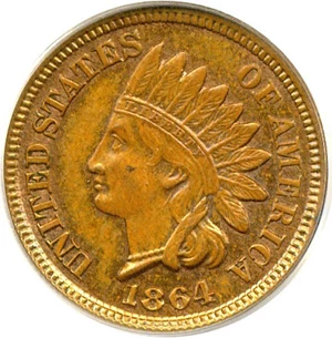 image for: 1864 1c Bronze PCGS MS62 RB