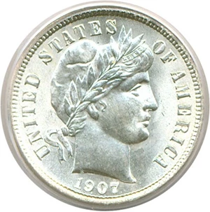 image for: 1907 10c PCGS MS65