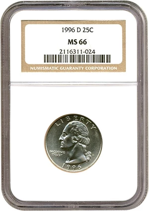 image for: 1996-D 25c NGC MS66