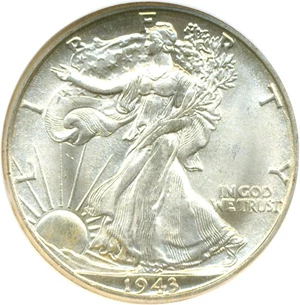 image for: 1943-D 50c NGC MS65 ex: Nevada Silver Collection