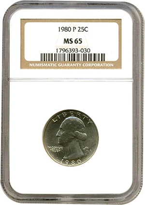image for: 1980 25c NGC MS65