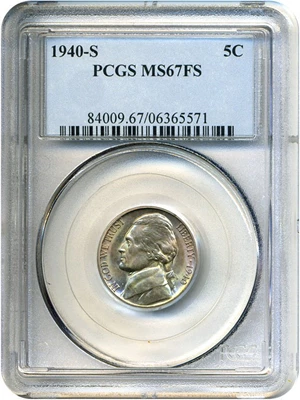 image for: 1940-S 5c PCGS MS67 FS *Color - Pop Top*