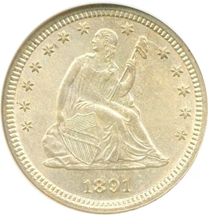 image for: 1891 25c NGC MS62