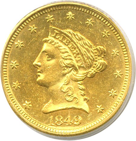 image for: 1849 $2 1/2  PCGS MS62 
