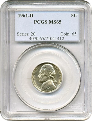 image for: 1961-D 5c PCGS MS65