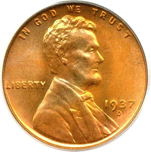 image for: 1937-D 1c PCGS MS67 RD
