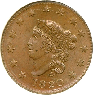 image for: 1820 1c Large Date NGC MS65 BN