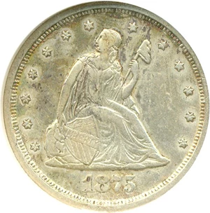 image for: 1875-S/S 20c ANACS AU50