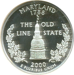image for: 2000-S 25c Maryland-Silver NGC Proof 69 UCameo