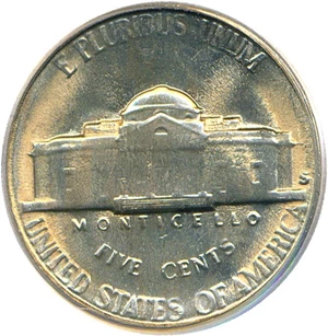 image for: 1953-S 5c PCGS MS64 FS