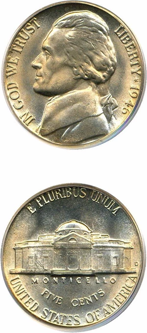 image for: 1946-D/D 5c PCGS MS66 FS - D/Horiz D (FS-501) *Pop Top*