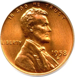 image for: 1958-D 1c PCGS MS67 RD