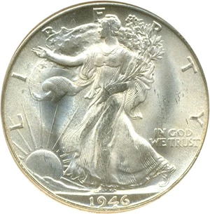 image for: 1946-S 50c NGC MS65 ex: Nevada Silver Collection