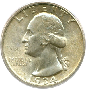 image for: 1934 25c Lt. Motto PCGS MS64