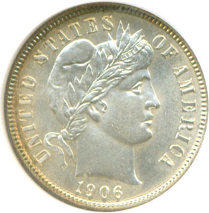 image for: 1906-D 10c  NGC MS65