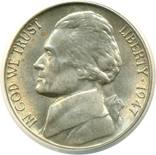 image for: 1947-S 5c  ANACS MS65 