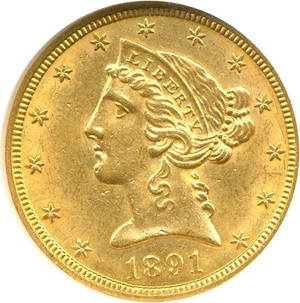 image for: 1891-CC $5 NGC MS61