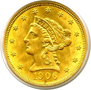 image for: 1906 $2 1/2 PCGS MS63