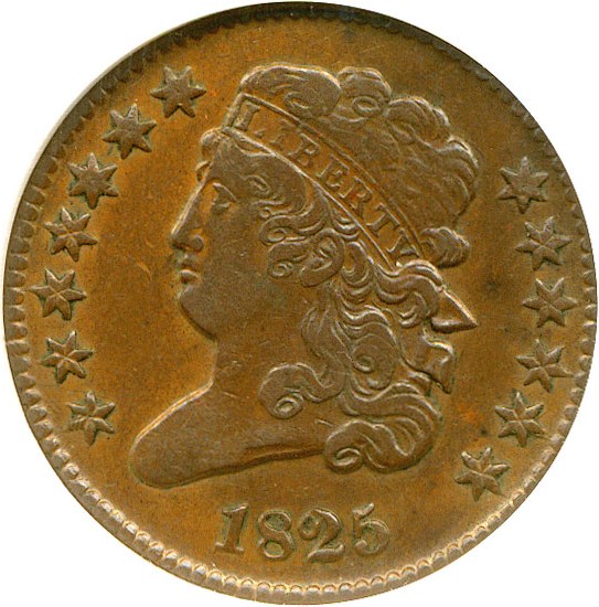 image for: 1825 1/2c  ANACS XF45 BN
