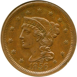 image for: 1856 1c Slanted 5 NGC MS63 BN (N-14)