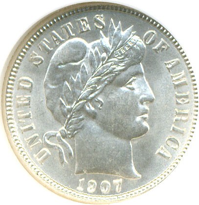 image for: 1907-S 10c  NGC MS65