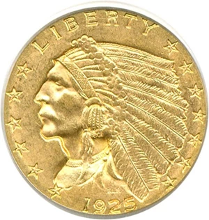 image for: 1925-D $2 1/2 PCGS MS63