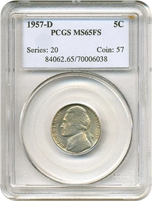 image for: 1957-D 5c PCGS MS65 FS