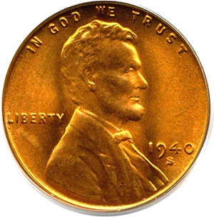 image for: 1940-S 1c PCGS MS67 RD